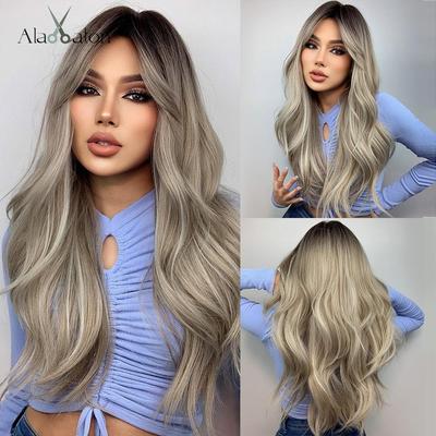 Long Wavy Synthetic Hair Wigs Cosplay Party Daily Heat Resistant Wigs for Women