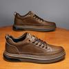 Fashion Genuine Leather Men Casual Shoes Non-Slip Leisure Walk Sneakers Fashion Driving Walking Tennis Shoes for Man Outdoor Skate Flats