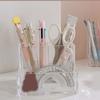 3 Compartments Clear Pencil Organizer Cup Space Saving Transparent Pen Holder  Countertop Desk