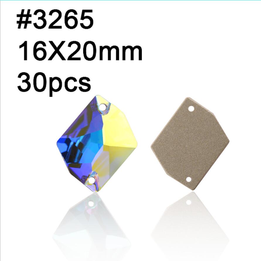 Yanruo AB Color Sew on Glass Crystal Sewing  Rhinestone Crystal Flat Back Rhinestone for Dresses