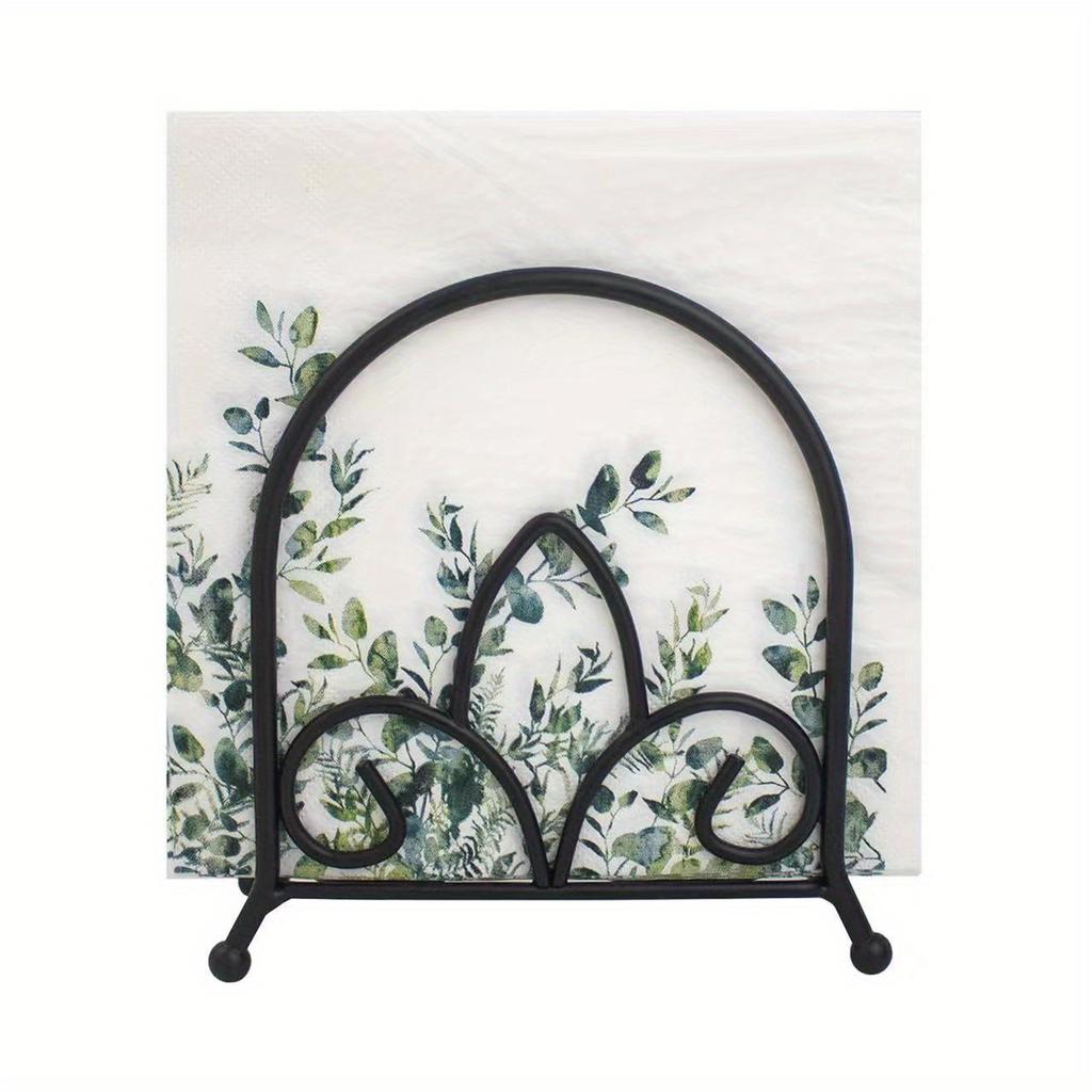 Simple and Stylish Iron Paper Towel Rack In Black for Cross-border Cafe and Hotel Table Storage Nordic Hand-drawn Tissue Rack
