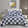 3PCS Single-sided Printed Bedding Set ,Comforter Black And White Plaid  Grid Duvet Bedding Cover Pillows Comfortable Bedspreads