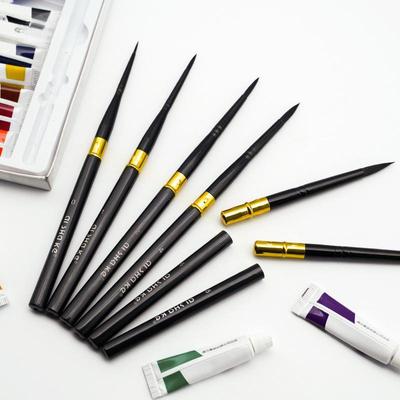 Ishak Černá kovová cestovní tužka s odnímatelným nylonovým štětcem na vodové barvy pro nail art a olejomalbu