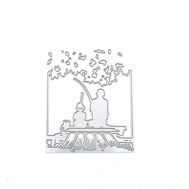 Fishing Man Family Frame Cutting Dies Metal Stencil DIY Scrapbooking Album Paper Card Embossing Craft Decor Art Die Cut People