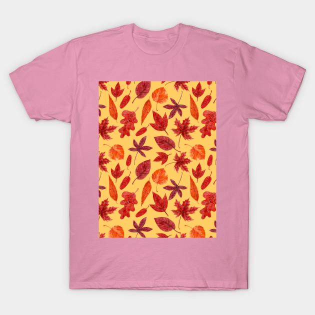 T Shirt Women Red Autumn Leaves Watercolor Harajuku Print Kawaii Tshirt Summer Short Sleeve Female T-Shirt Top Tee