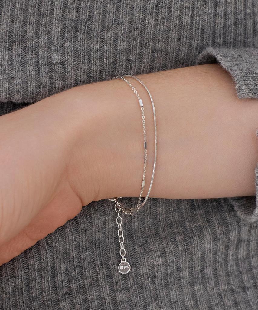 Dmoment Lume Snake Layered Silver Bracelet (925 Silver)