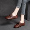 Herbst Neue Vintage Handgeflochtene Schnürung Flache Mokassins Erste Schicht Rindsleder Lässige Damenschuhe