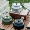 Aluminum Outdoor Hiking Kettle Pots Cookware 1100ml Camping Kettle Stovetop Whistling Teapot Camp Teas Coffee Pots