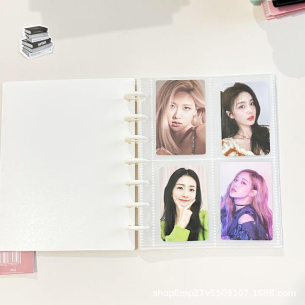 

3-дюймовый альбом для фотокарточек с грибовидными отверстиями, черно-белый, для фотокарточек подростковых идолов 20 Pages