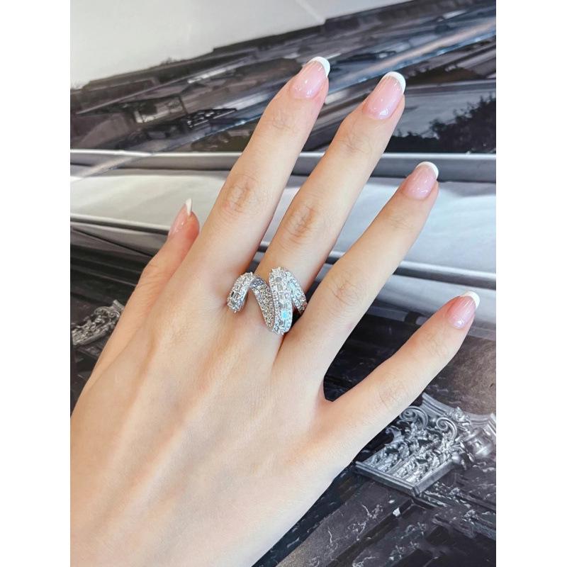 Irregular Women s Zircon Ring - Trendy Niche Cold Style, Simple Luxury Design Adjustable Opening