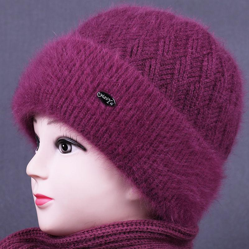 Зимняя вязаная шапка, шерстяная женская модная шапка, толстые плюшевые ветрозащитные наушники, шапки-бини, шапки Skullies, шапка для среднего и пожилого возраста One Size