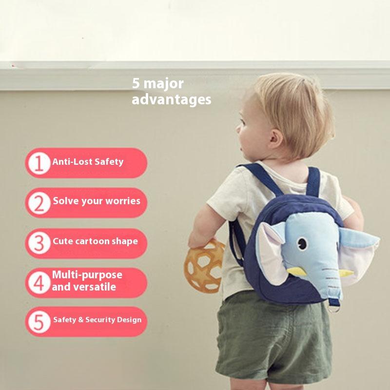 Baby Walking Artifact Baby Anti-lost Backpack Baby Elephant Anti-lost Rope Children's Kindergarten Double Shoulder Small Schoolbag Traction Rope