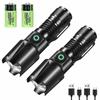 Powerful P50 LED Telescopic Zoom Flashlight USB Rechargeable Lantern Solar Charging Hat Clip Camping Hiking Emergency Torch