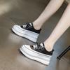 6cm Neue Echtes Leder Plateau Keilabsatz Schuhe Zapatos De Mujer Bling Vulkanisierte Klobige Sneaker Pumps Plateau Damenmode