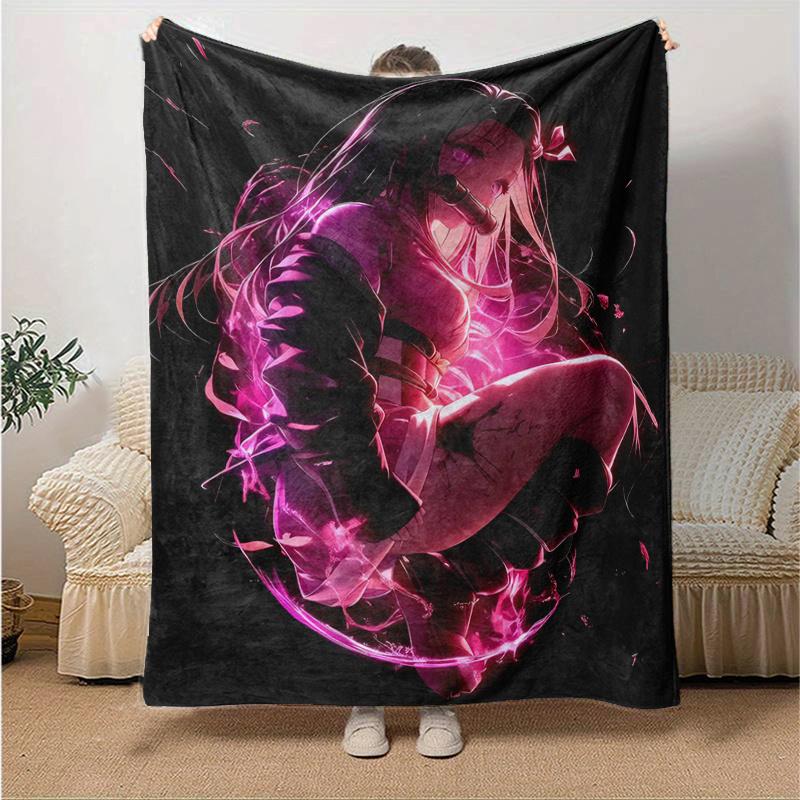1pc Anime Demon Slayer Tanjiro Kamado Cosplay Blanket, Home Decor, Couch Throw .B046