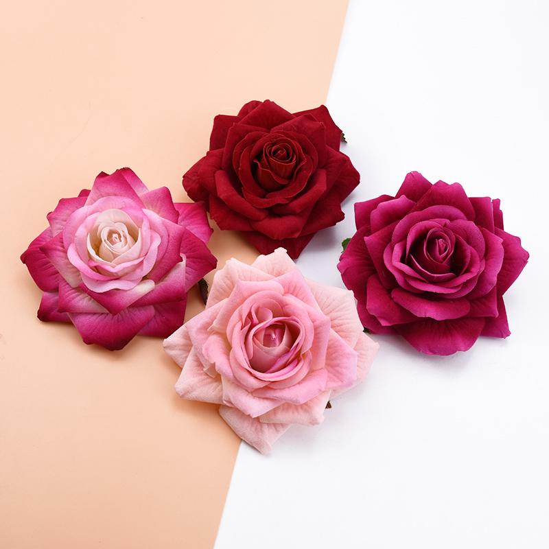 10Pcs 10CM Roses Head Wedding Decorative Plants Wall Diy Christmas Decorations for Home Bride Brooch Artificial Flowers Cheap
