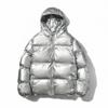 Winter Men's Solid Color Bright Cotton Coat Trend Reflective Loose Zipper Hooded Thickened Cotton-padded Coat