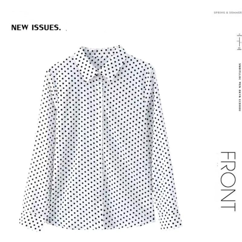 M-5XL Mom's Casual Polka Dot Chiffon Shirt Women's Long Sleeved Top Spring/summer New Korean Version Bottoming Blouse