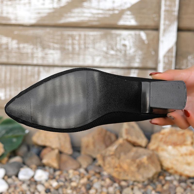 Fashion 2024 Hot Sale Ladies Shoes Ankle Women's Boots Plus Size Knitted Boots Women Pointed Toe Slip On High Chunky Heels Women Shoes