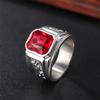 WOSIKATE 18K Gold Plated Domineering Dragon Pattern Ring For Men Vintage Square Zirconia Index Finger Ring Fashion Jewellery