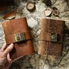 AIGUONIU Retro Handmade Genuine Leather Notebook A7 Hardcover Size with Password Lock Sketchbook for Men and Women