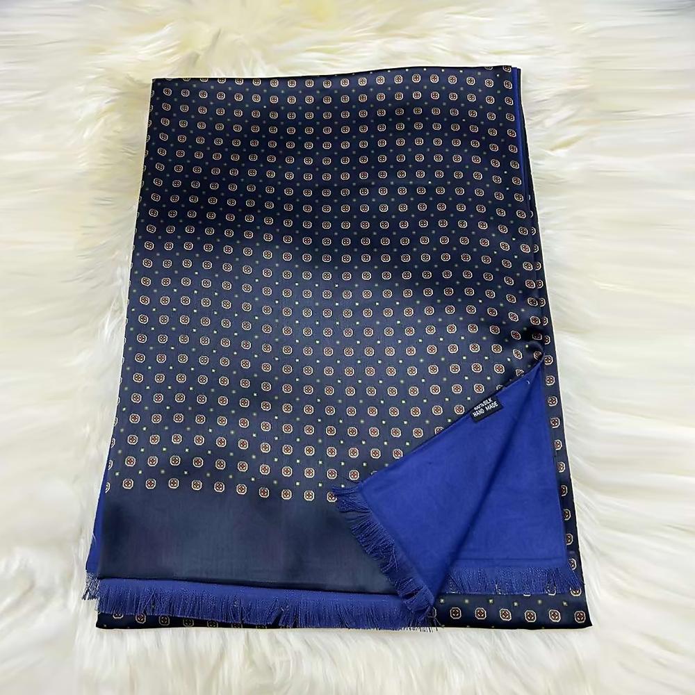 

BYSIFA|Серый мужской шарф-галстук из шелка тутового дерева Утепленный Осенне-зимний Шелковый Мужской Деловой Шарфы Шейные платки С принтом Синий,Темно-зеленый