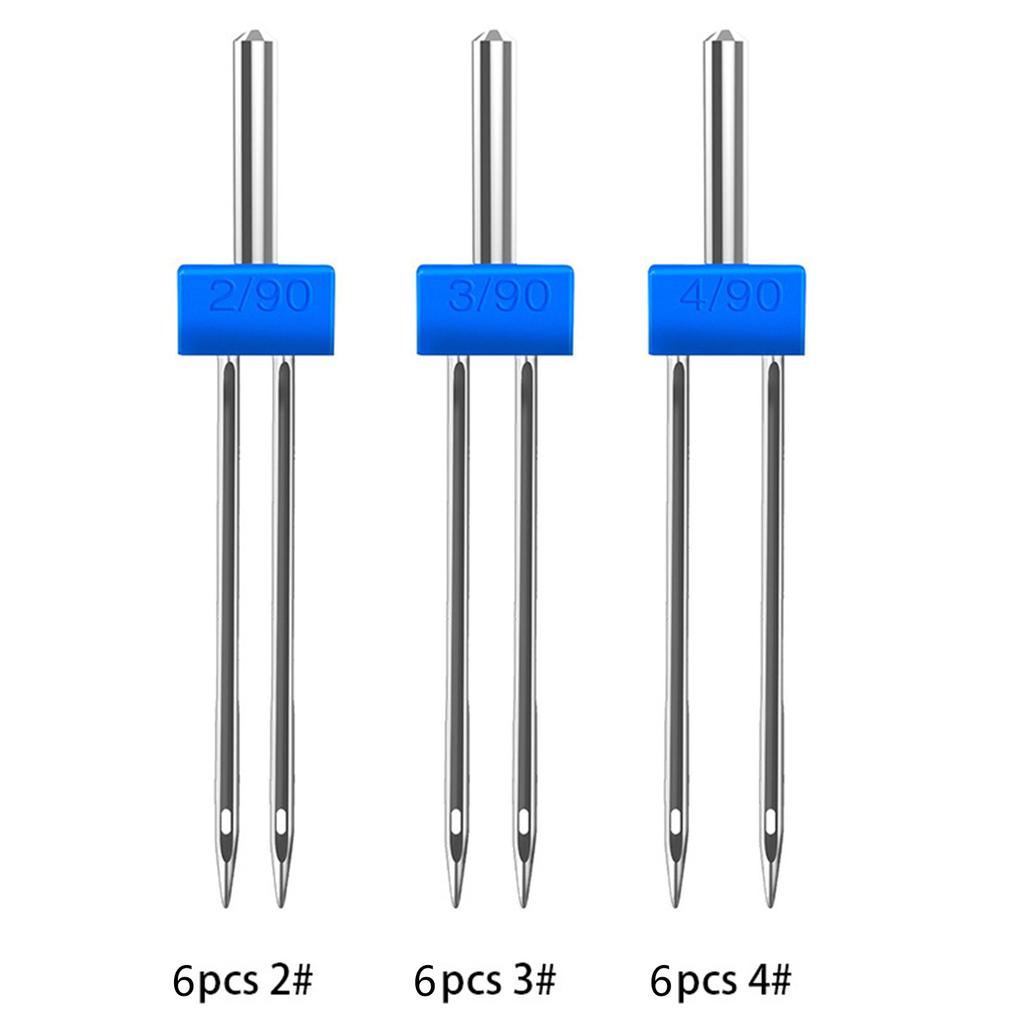 18pcs Sewing Machine Needle Double Twin Needle with Needle Threader Sewing Needle Perfect for Household Sewing Machine