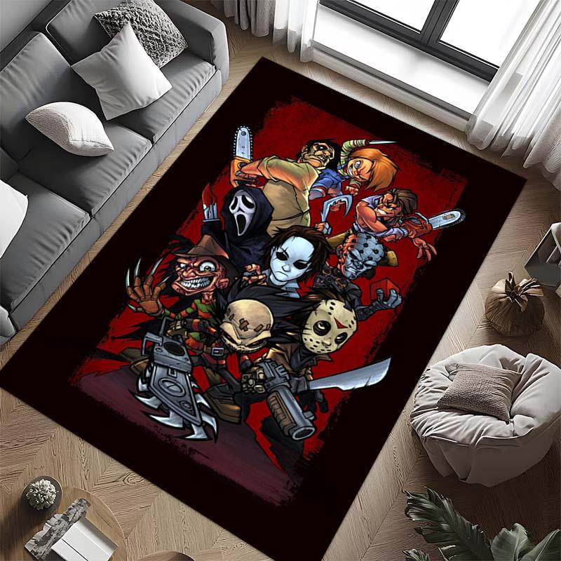 Horror-Ikonen vereint Teppich Wohnzimmer- und Schlafzimmer-Matten Heimdekoration Schlafzimmerdekoration Schutzmatte Weihnachtsgeschenke