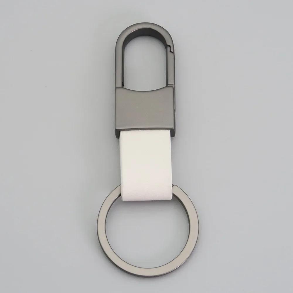 Custom Logo Name Simplicity Matte Finish Metal Leather Keychain with Laser Engraved Keyring Key Ring Chains Creative for Gif