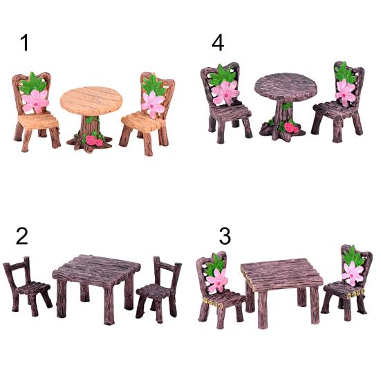 3 ks Miniatúrny nábytok Viacúčelový Ručne vyrobený Živicový Nábytok na Rastliny Displej pre Záhradu