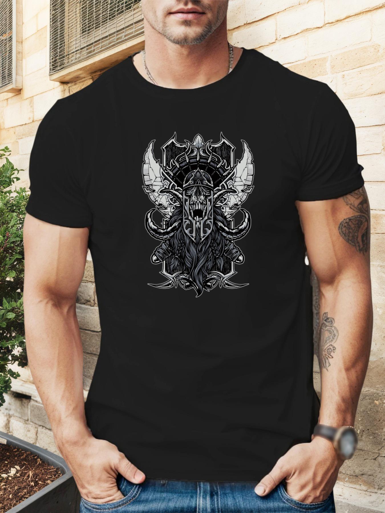 

Casual Graphic T-shirt - Double Axe Warrior Design S
