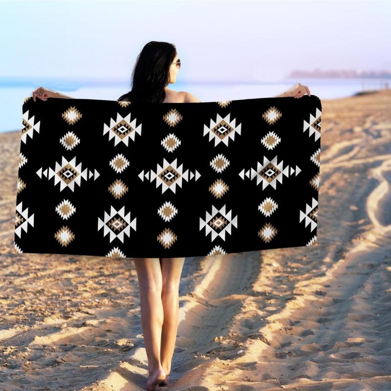 

Black Western Sand Beach Towels Gifts for Men Women Adults, Boho Southwestern Quick Dry Bath Pool Towels for Bathroom Swimming W40*H60(CM)