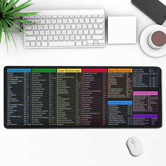 Mouse Pad Excel mare Cheat Sheet Pad de birou Rezistent la uzură Suprafață netedă Bază anti-alunecare Ușor de curățat Masa Gaming Mousepad