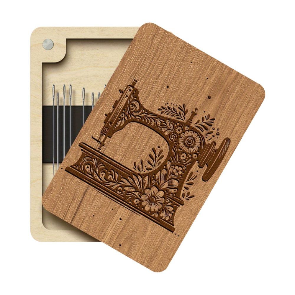 

Sewing Machine-Themed Magnetic Needle Case Handmade Vintage Wood Needle Holder Decorative with Magnetic Closure