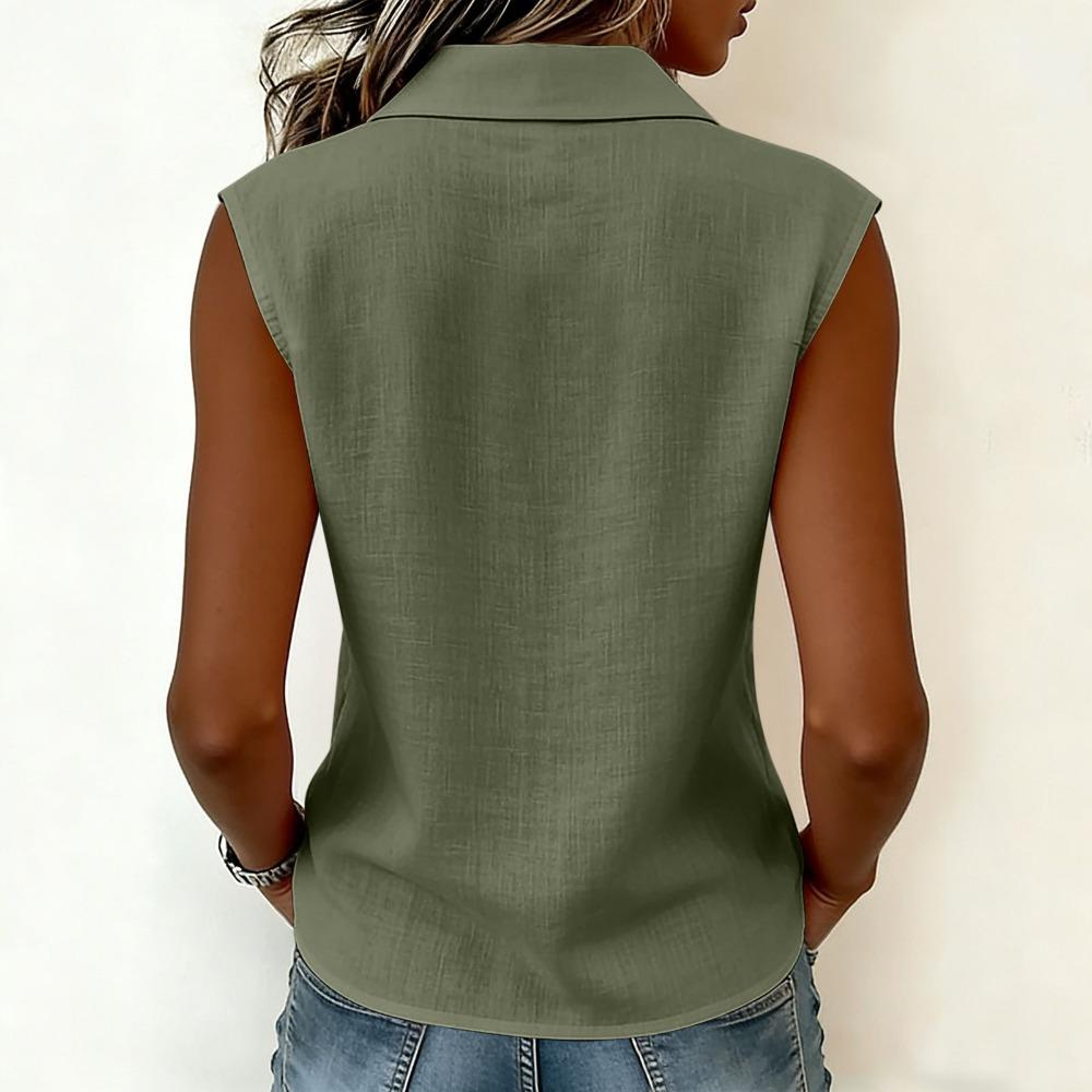 Women Elegant Commuter Sleeveless Button Cardigan Top, Fashion Blouse for Summer