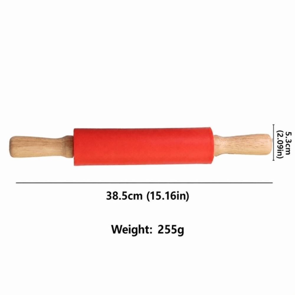 Solid Wood Handle Dough Roller Silicone Baking Rolling Pin Rolling Pin  Dough Pancake Pastry Cookie