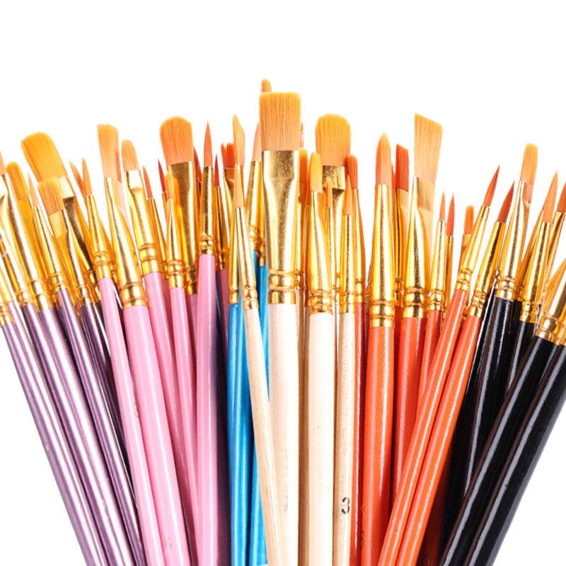 10-Piece Pearlescent Blue Oil Paint Brush Set with Nylon Bristles for Gouache & Watercolor