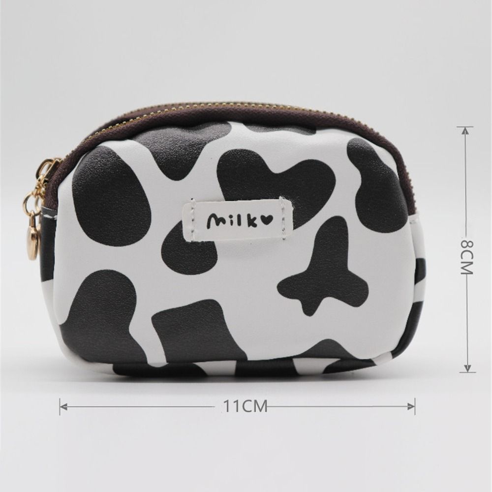 Students Cute Cow Pattern Zipper Card Bag Coin Purse Wallet Storage Bag