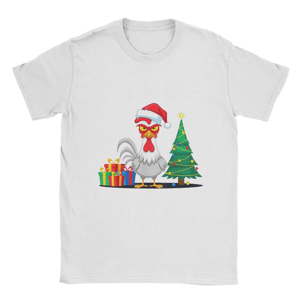 FCawF Christmas Rooster F Cawf Chicken XMas Men T Shirts Awesome Tees Short Sleeve Crew Neck TShirt Cotton Summer Clothing