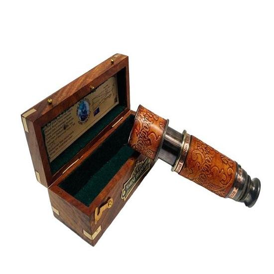 Alama Victorian Londra 1917 Telescop Cadou cutie din lemn lucrata manual