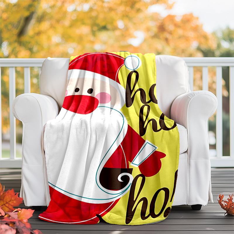Christmas Santa Claus Theme Printed Blanket - Perfect for Couch, Bed, Travel & Outdoor Use | Machine Washable, Cozy & Durable.