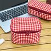 Multifunctional Plaid/Polka Dot Patterns Storage Bag Large Capacity Double Zipper Makeup Bag Portable Pencil Pouch