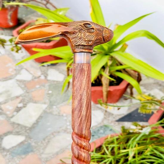 91.44 Cm Walking Stick with Rabbit Head Handle, Luxury Wooden Brass Stick Best Giftsfor Men, Women