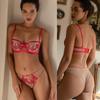 Seturi de Lenjerie Intimă pentru Femei Seturi din 2 Piese cu Sutien Push-Up Floral și Chiloți Brodați Seturi de Lenjerie Color-block Modă Sexy Lenjerie de Zi