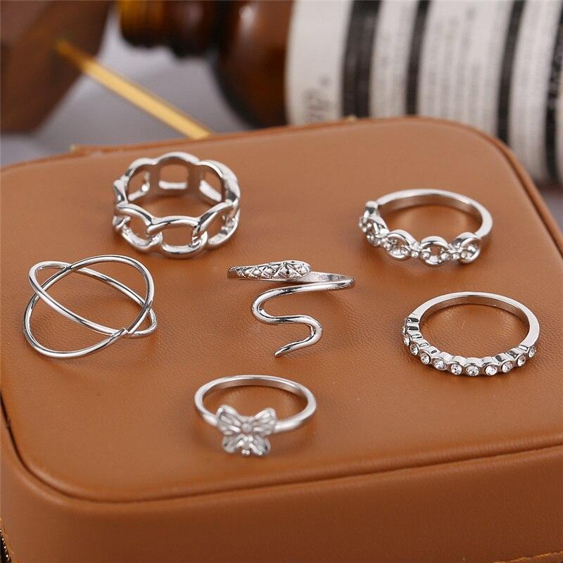 iF ME Ensemble de Bagues de Doigt Serpent Doré Vintage pour Femmes Bagues Mode Ethnique Papillon Infini Articulation de Phalange Bijoux Féminins