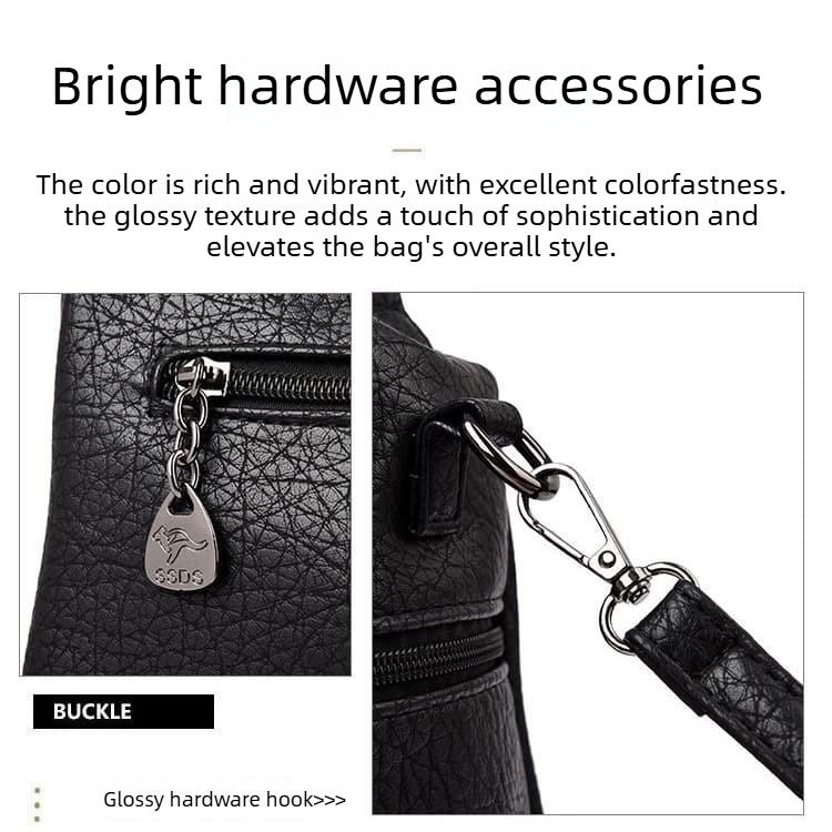 Soft leather multi-compartment crossbody bag women's shoulder bag
