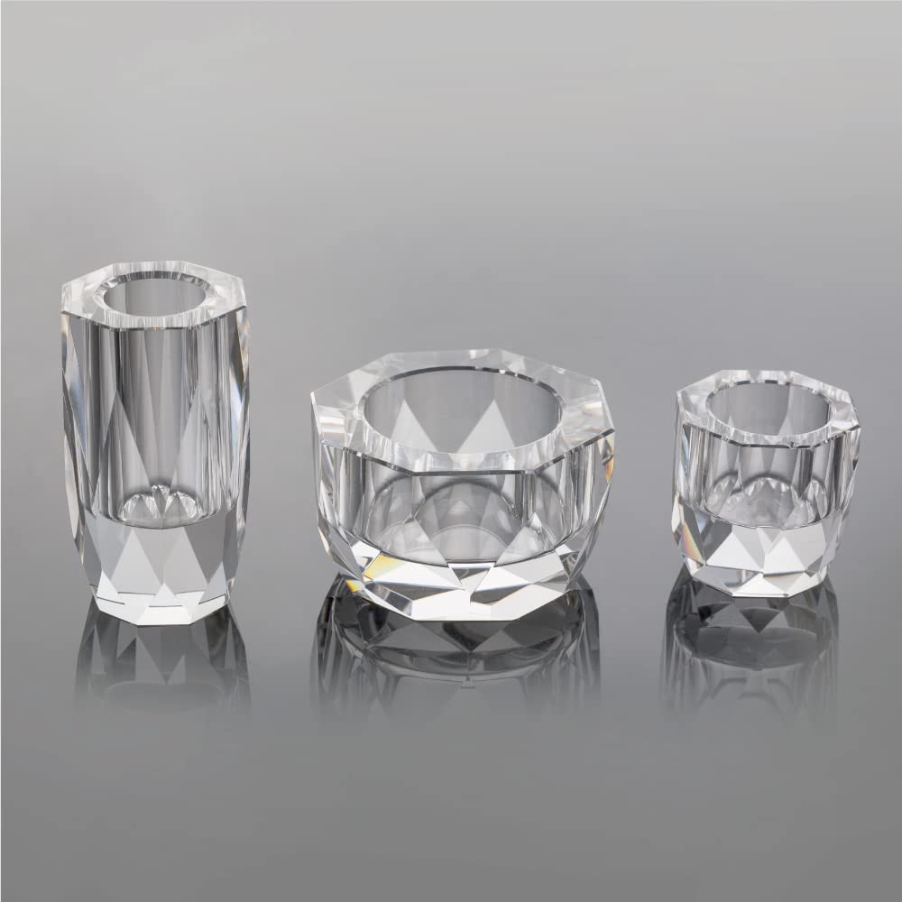 Capella Buddhist Altar Set, 3-Piece Set, 2.5-inch Clear Crystal, Modern Buddhist Altar Accessories, Incense Burner, Flower Vase, Candle Holder
