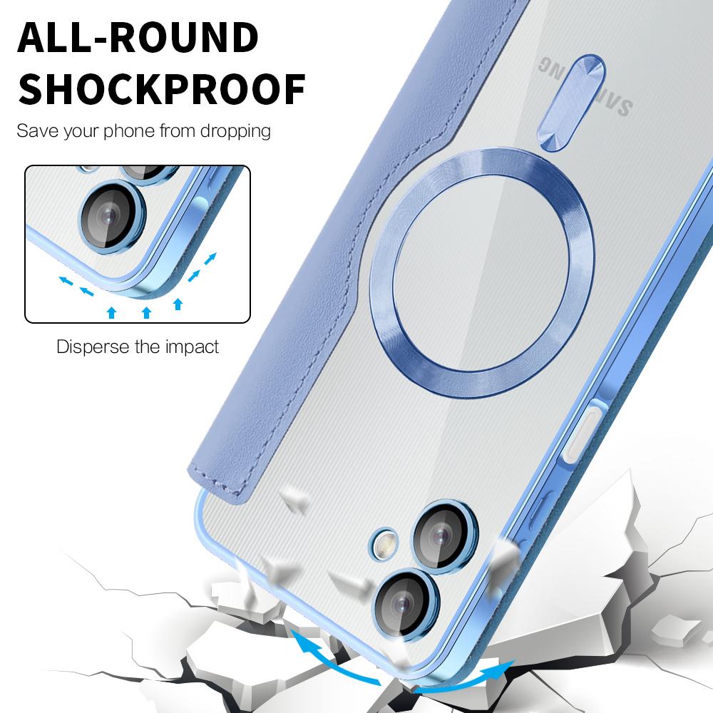 KEYSION Plating PU Leather Flip Wallet Case for Samsung A07 A06 A05 Cards Slots Magnetic Phone Back Cover for Galxy A05 A06 A07