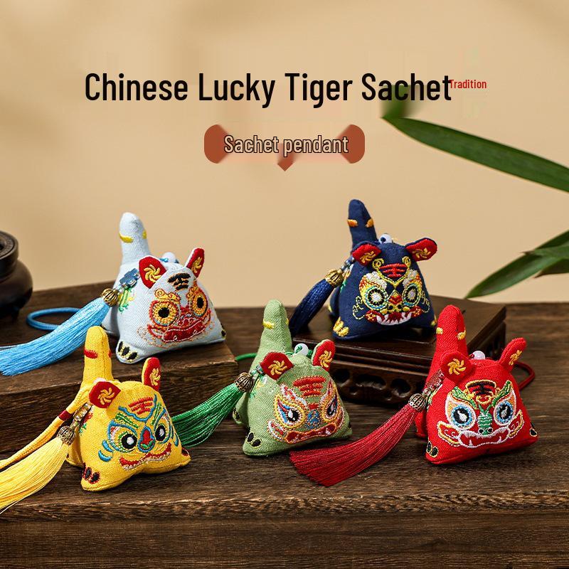 Dragon Boat Festival Lucky Tiger Embroidered Sachets - Mosquito Repellent Mugwort Hanging Ornament