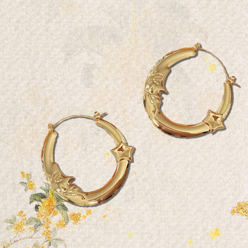 Изогнутые серьги-полумесяцы Простые, Стильные и Элегантные Золотые Вечерние Серьги